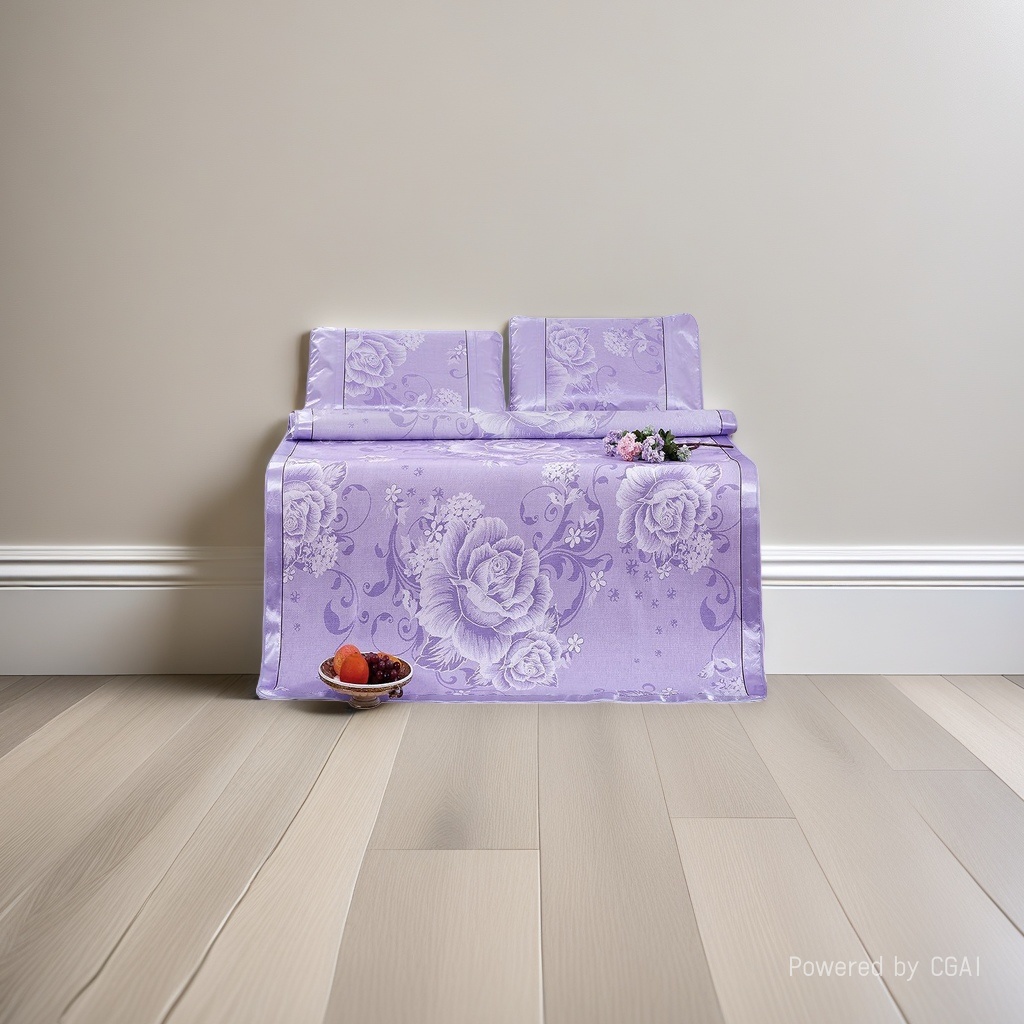 Purple floral pattern pure cotton bedding four-piece set, quilt kit, home textile Specification image