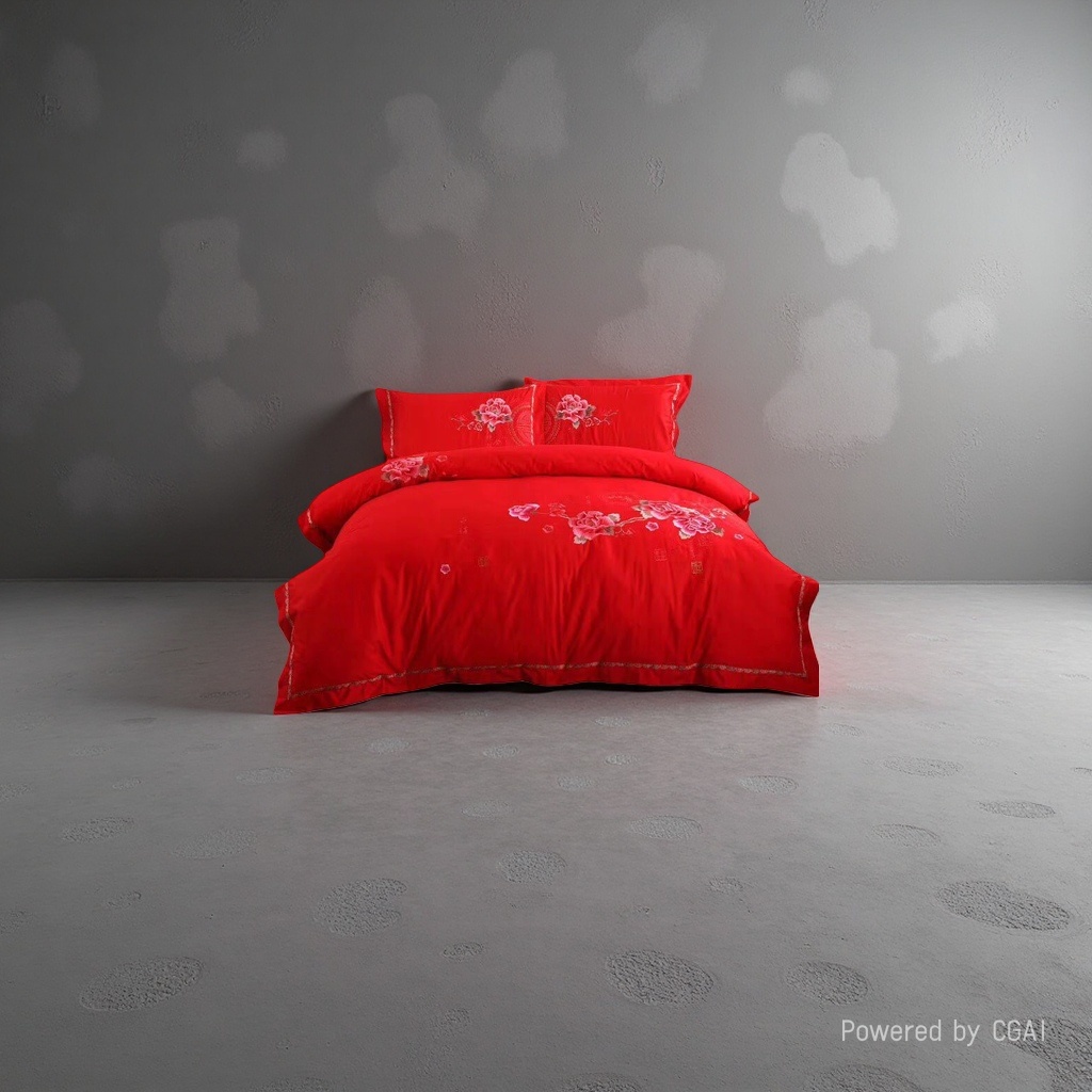 Boda rojo bordado conjunto de cama de cuatro piezas 2026 nuevo estilo de cama textiles para el hogar Application Scenario