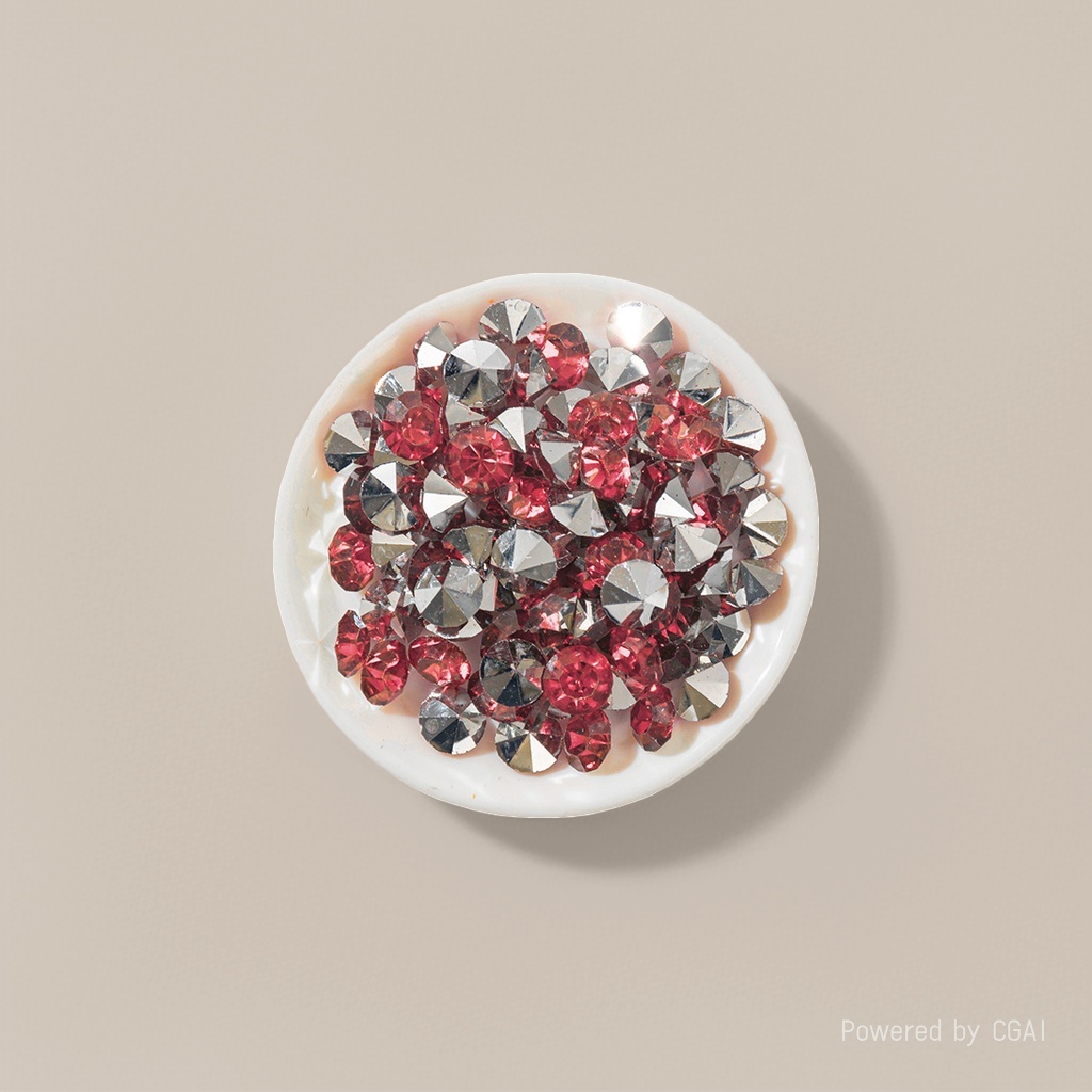Epoxy pointed diamond silver base tomato red