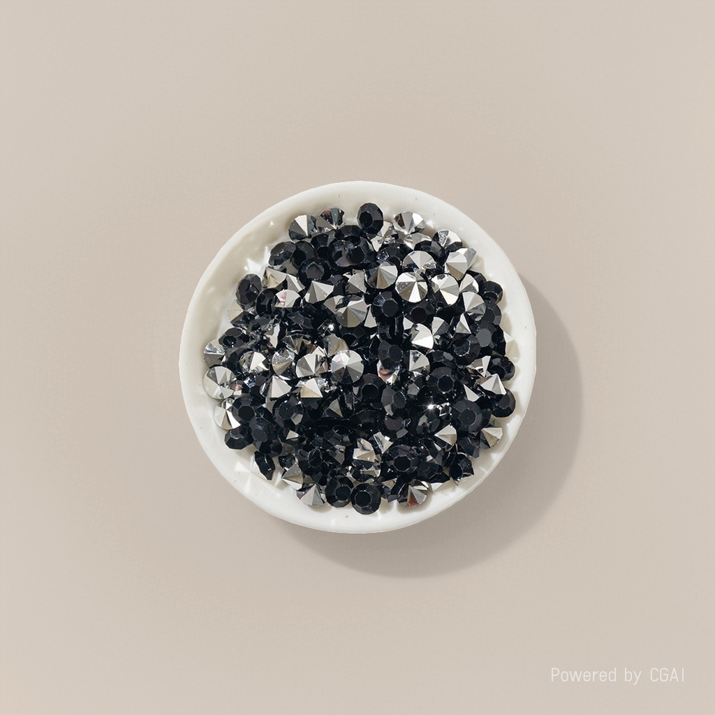 Epoxy pointed diamond silver base black details Picture