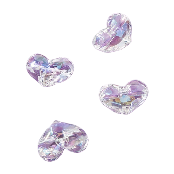 Acrylic transparent ab color TV plated effect hair tie, hair band, rubber small heart diy accessory Item Picture
