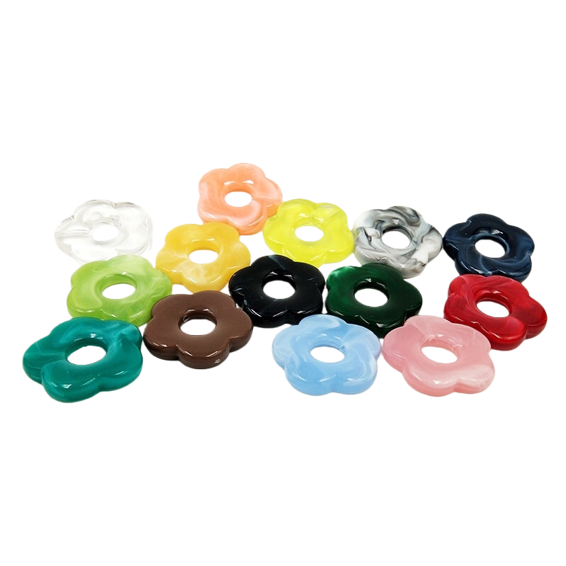 Acrylic mixed-color hollowed-out five-petal flower straight-hole diy jewelry accessories and earrings material package Item Picture
