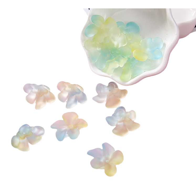 Acrylic color hand feel spray paint two-color five-color effect straight hole scattered beads diy jewelry accessories Item Picture