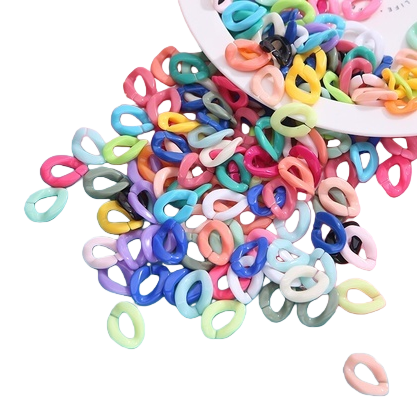 Wholesale of plastic acrylic open circle chain buckles, colored snap buckles, bag chains, hair clip buckles, diy jewelry accessories Item Picture