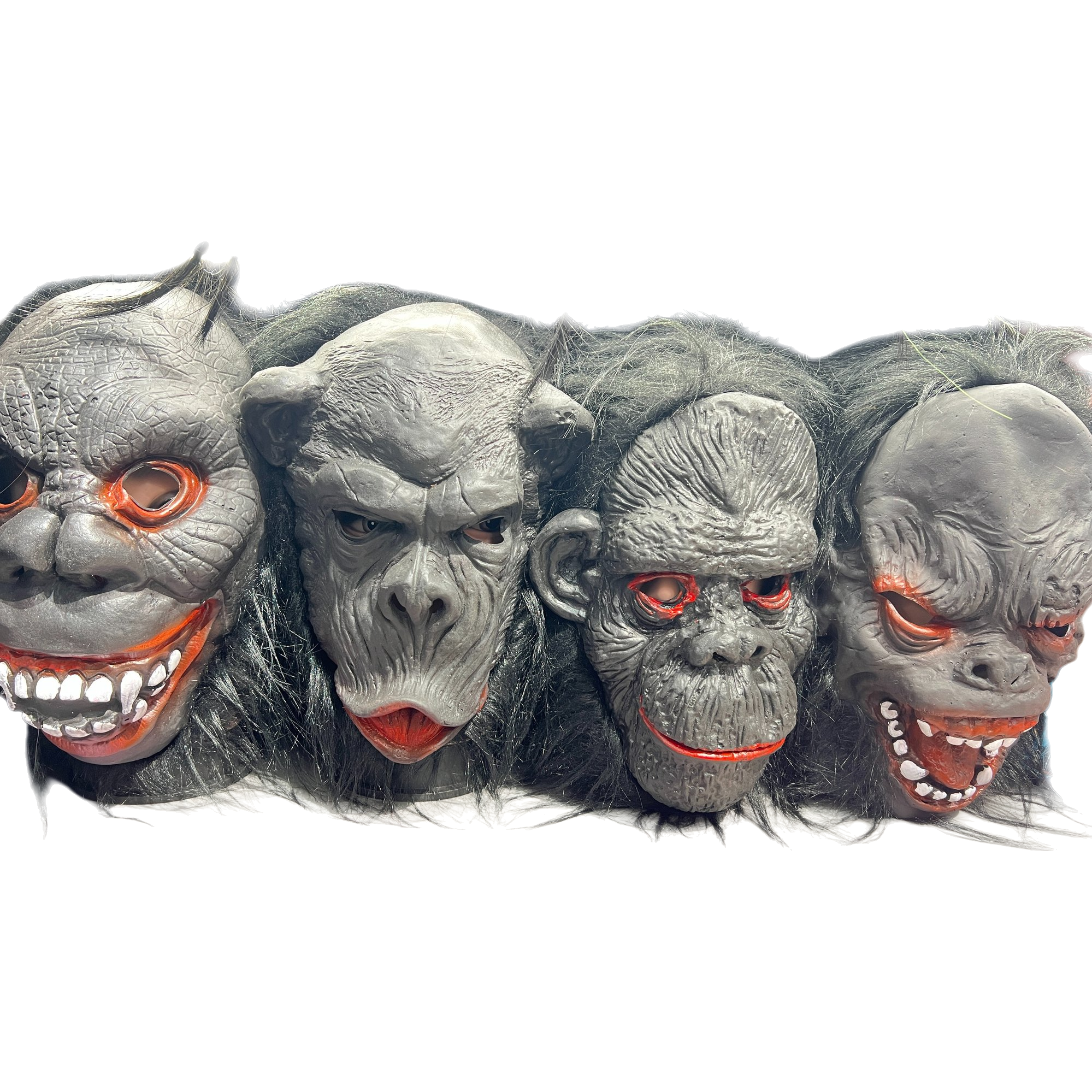 Halloween horror ape mask, pulp Peking Opera style, green hair style