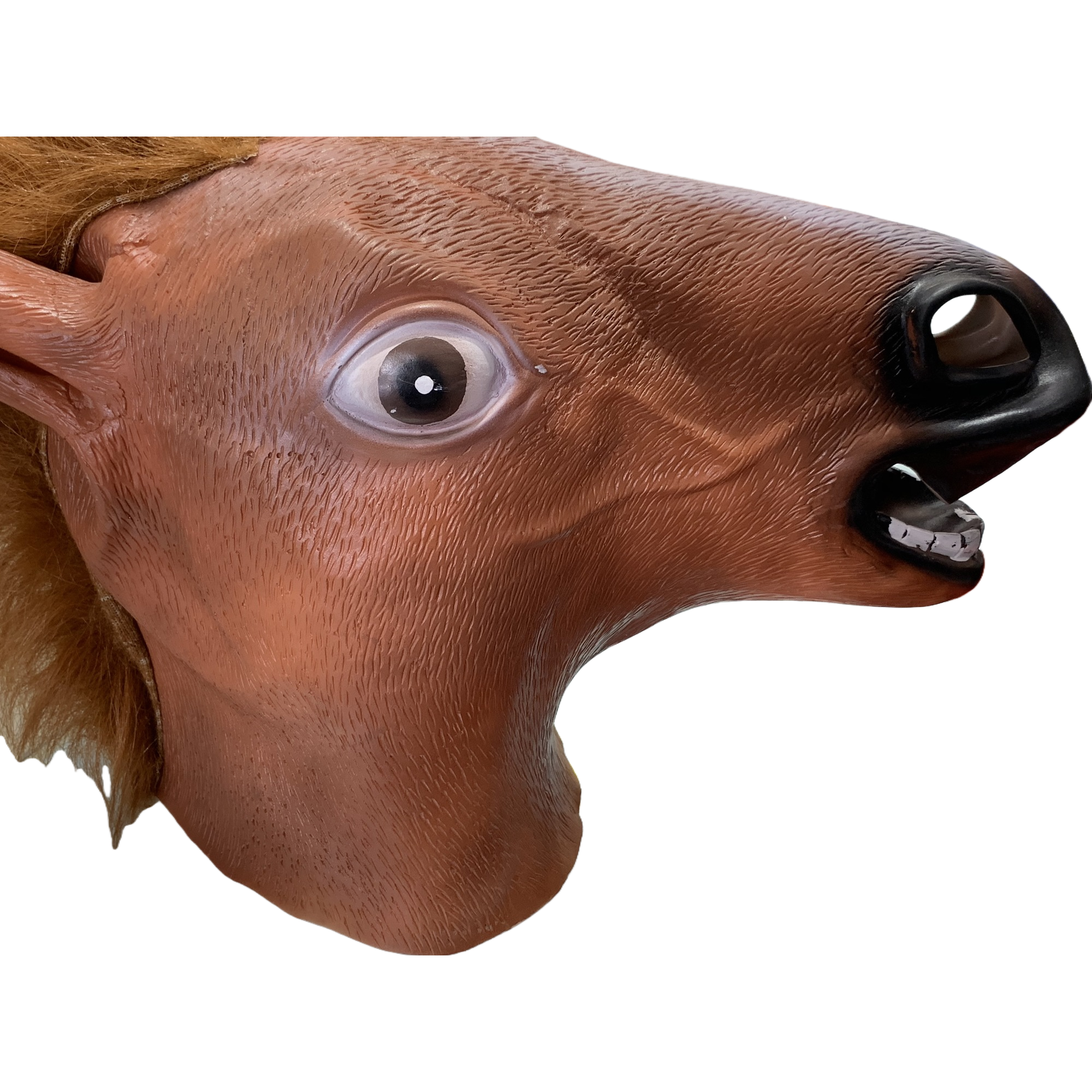 Brown horse head Halloween pulp Peking Opera mask with green hair