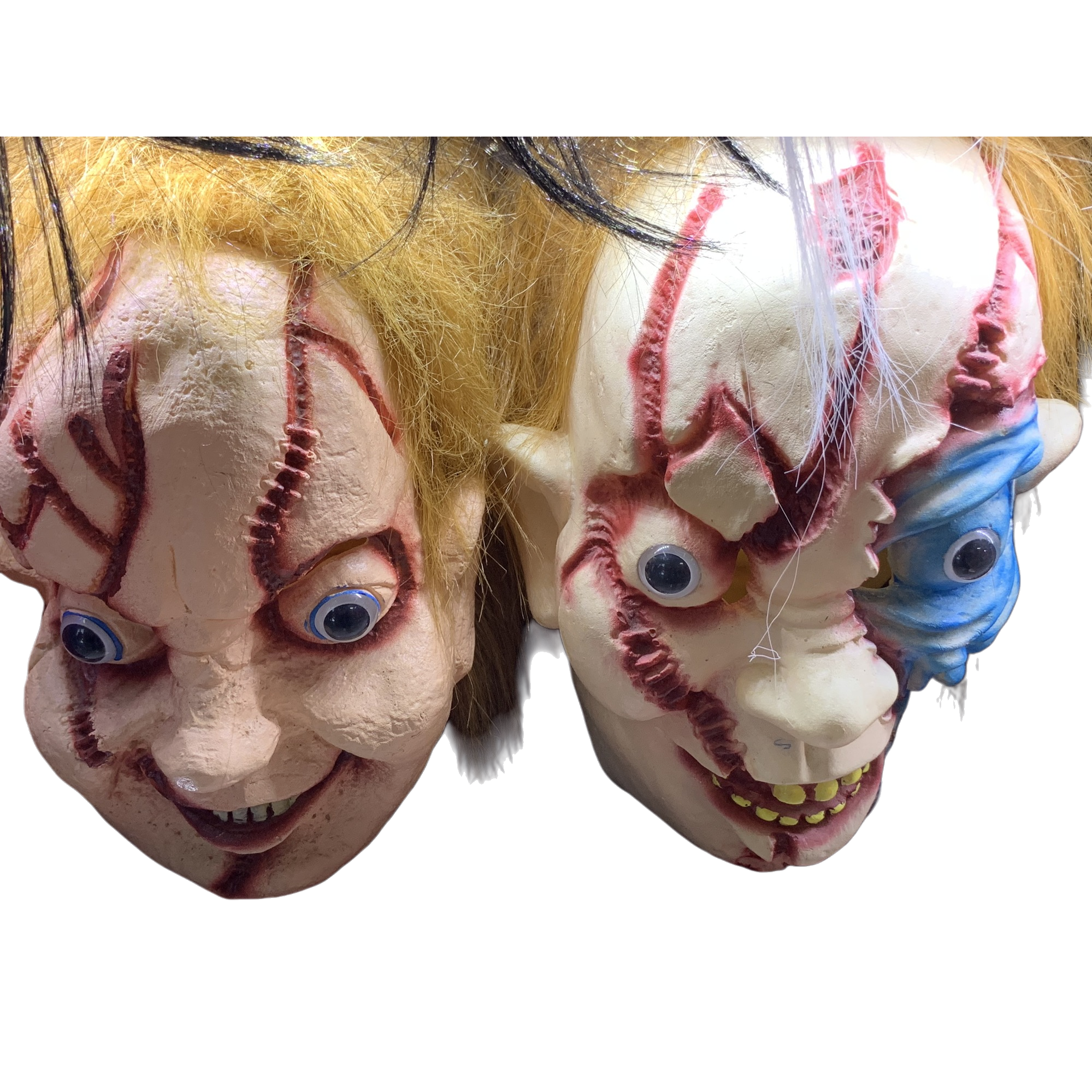 Peking Opera facial mask, pulp handmade mask, Halloween party, green-haired horror look