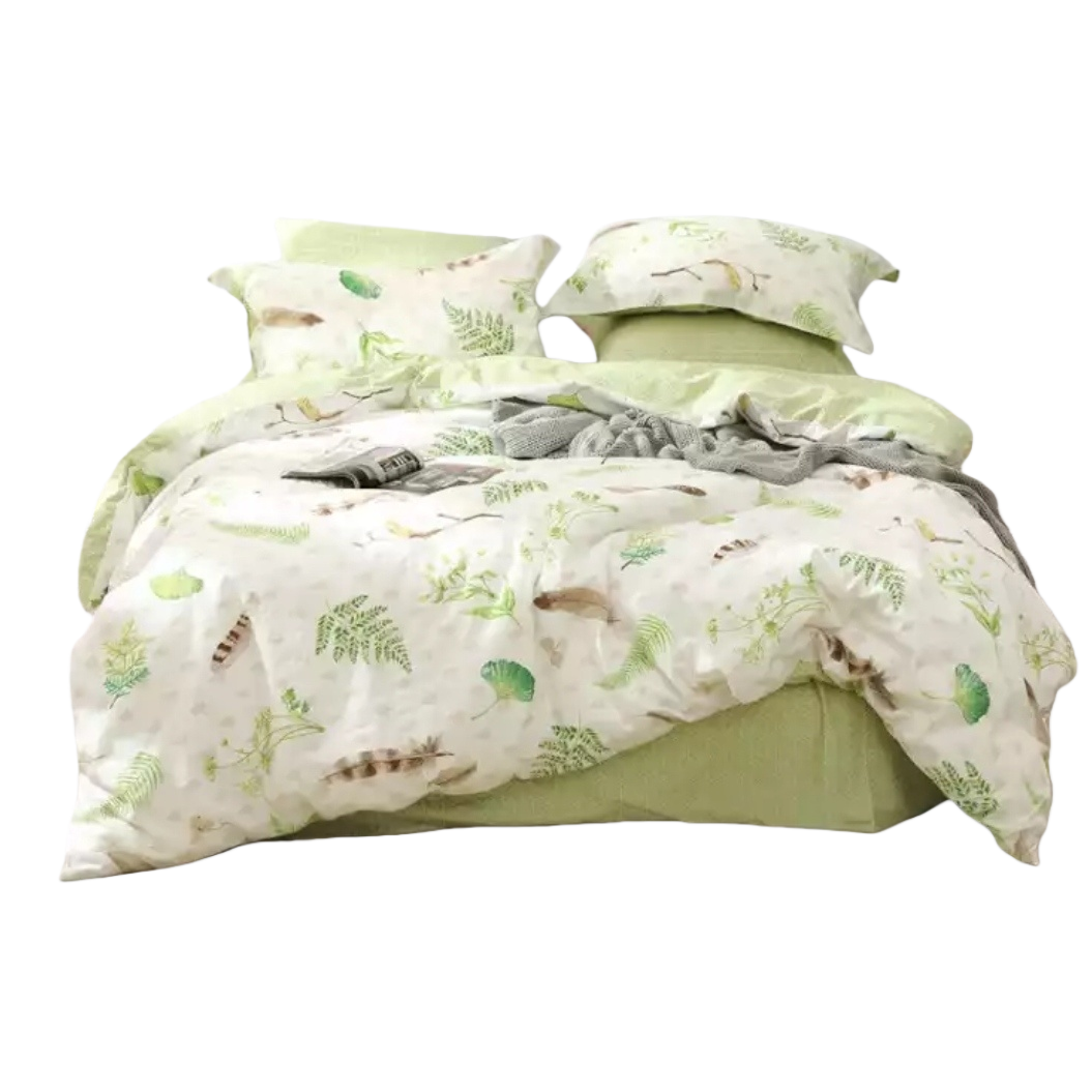 Green plant pattern pure cotton bedding four-piece set, quilt bedding set, home textile Item Picture