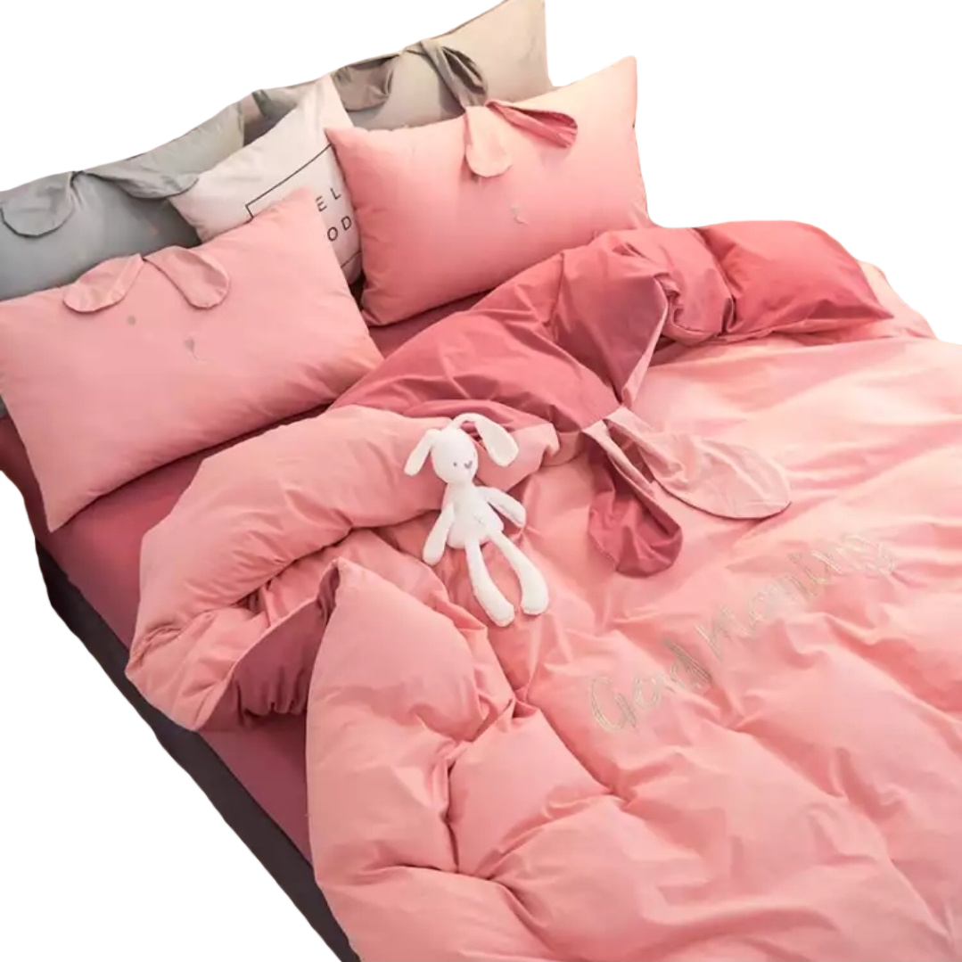 Pink rabbit Ear Wedding Bedding Four-piece set 2026 is a wedding home textile product Item Picture