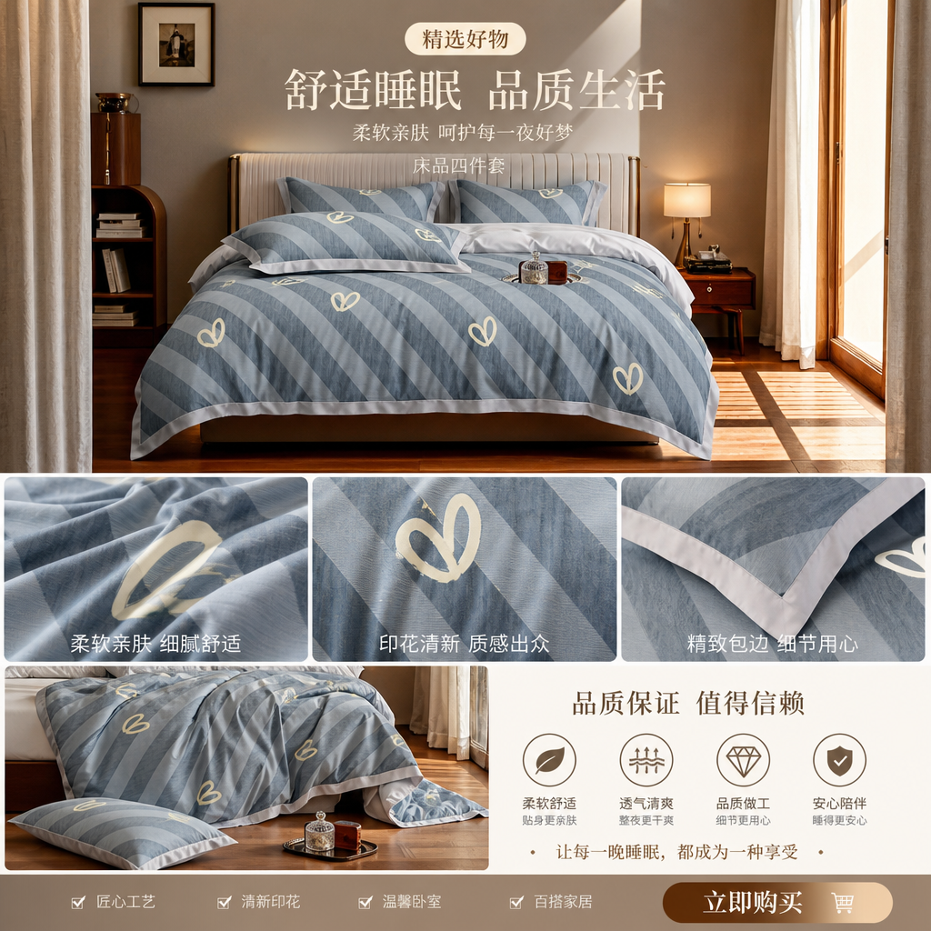 婚庆床品套件床上用品四件套2026被婚庆家纺家具无纺布详情1