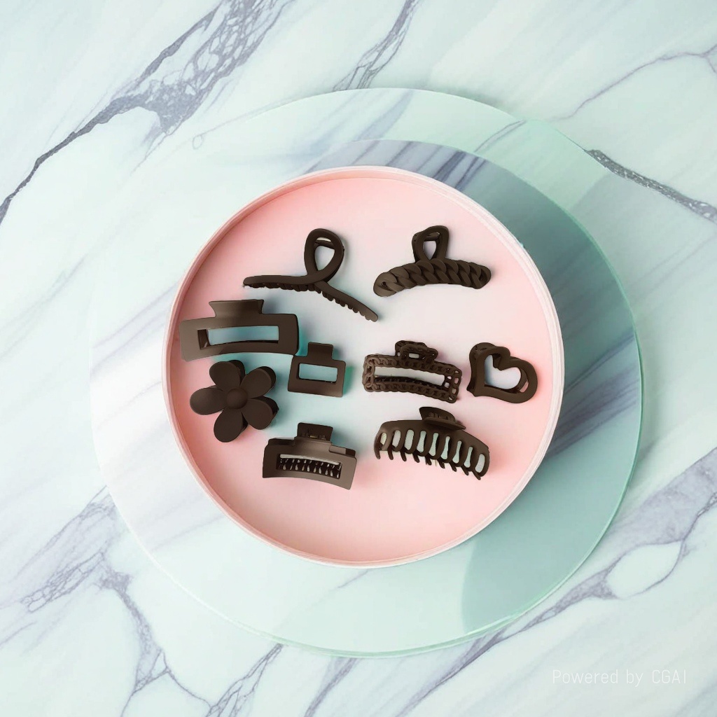 棕色香蕉夹抓夹发卡饰品套装 多款发夹集合