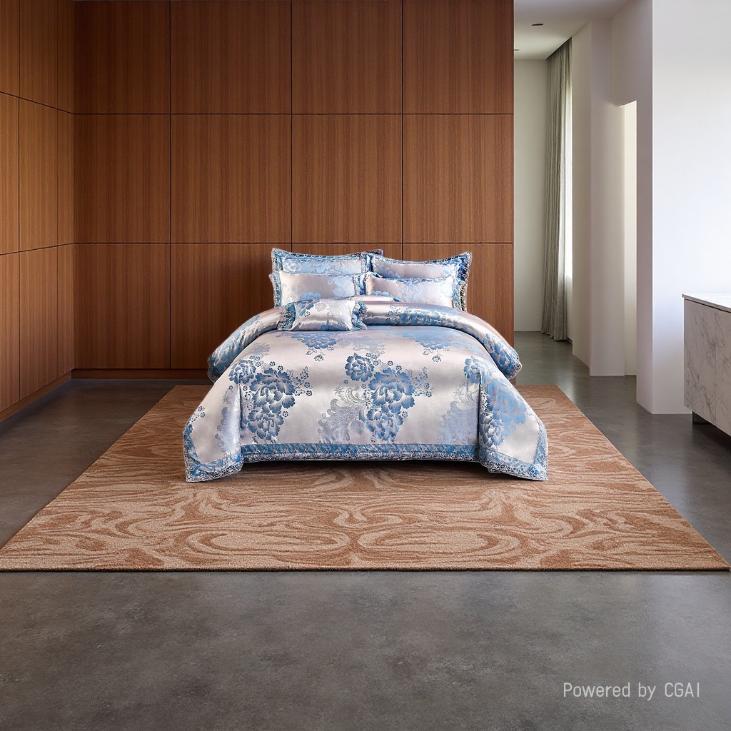 Blue floral pattern bedding four-piece set, home textile bedding and quilt kit details Picture