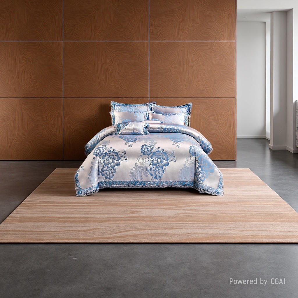 Blue floral pattern bedding four-piece set, home textile bedding and quilt kit Specification image