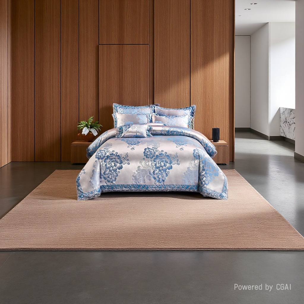 Blue floral pattern bedding four-piece set, home textile bedding and quilt kit Application Scenario