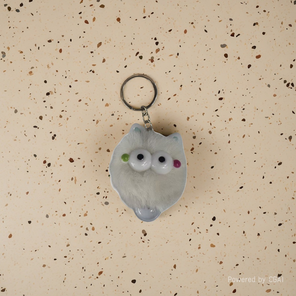 White doll, toy ball, key chain with bell, key hang Specification image