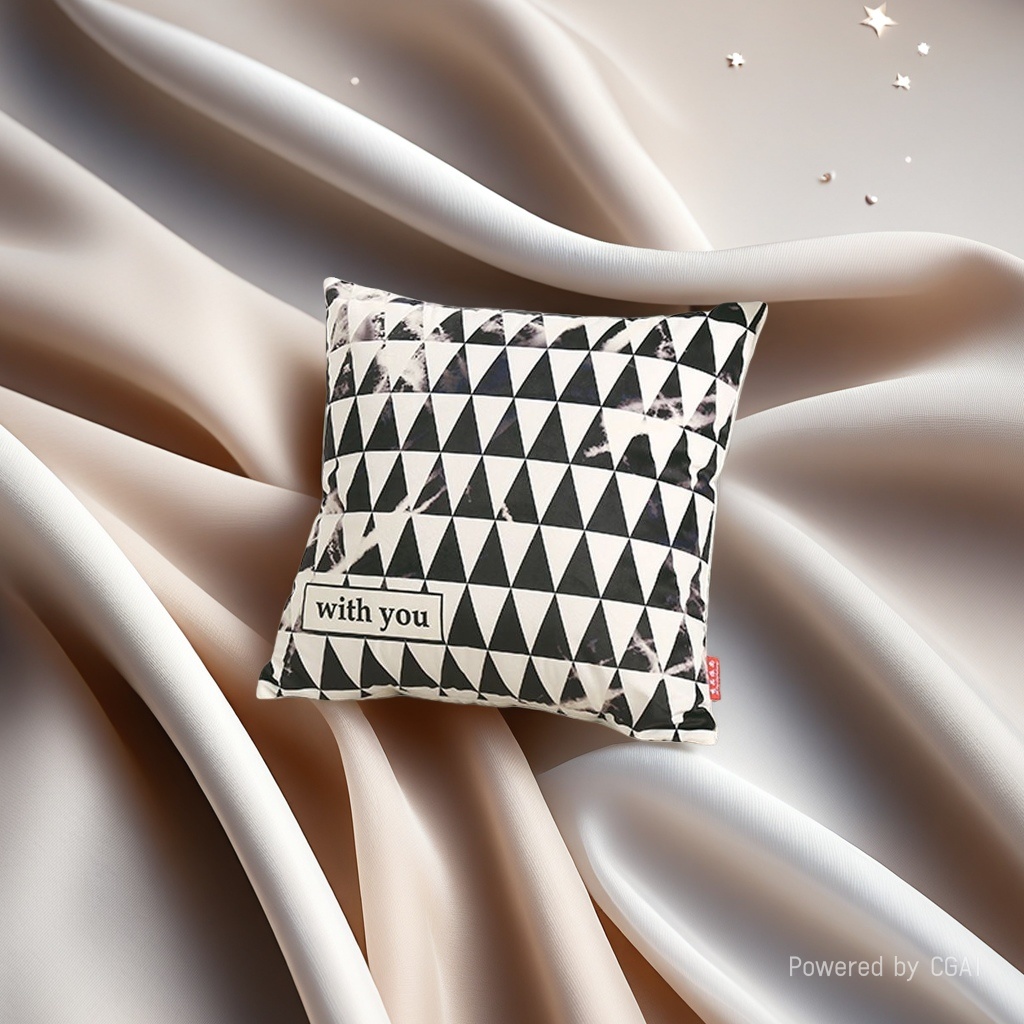 Black and white geometric pattern throw pillow cushion, dual-purpose throw pillow and quilt, solid color cartoon irregular shape customization Application Scenario