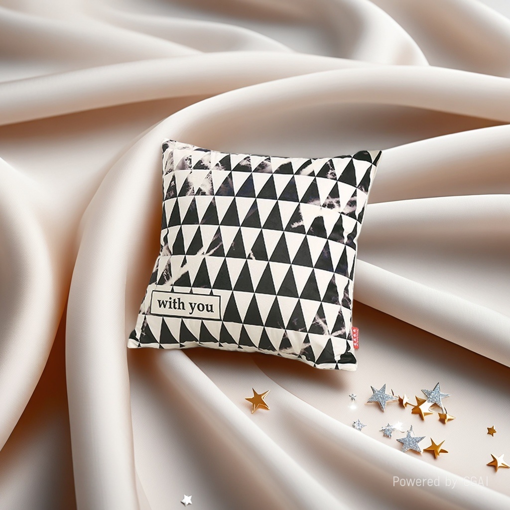 Black and white geometric pattern throw pillow cushion, dual-purpose throw pillow and quilt, solid color cartoon irregular shape customization details Picture