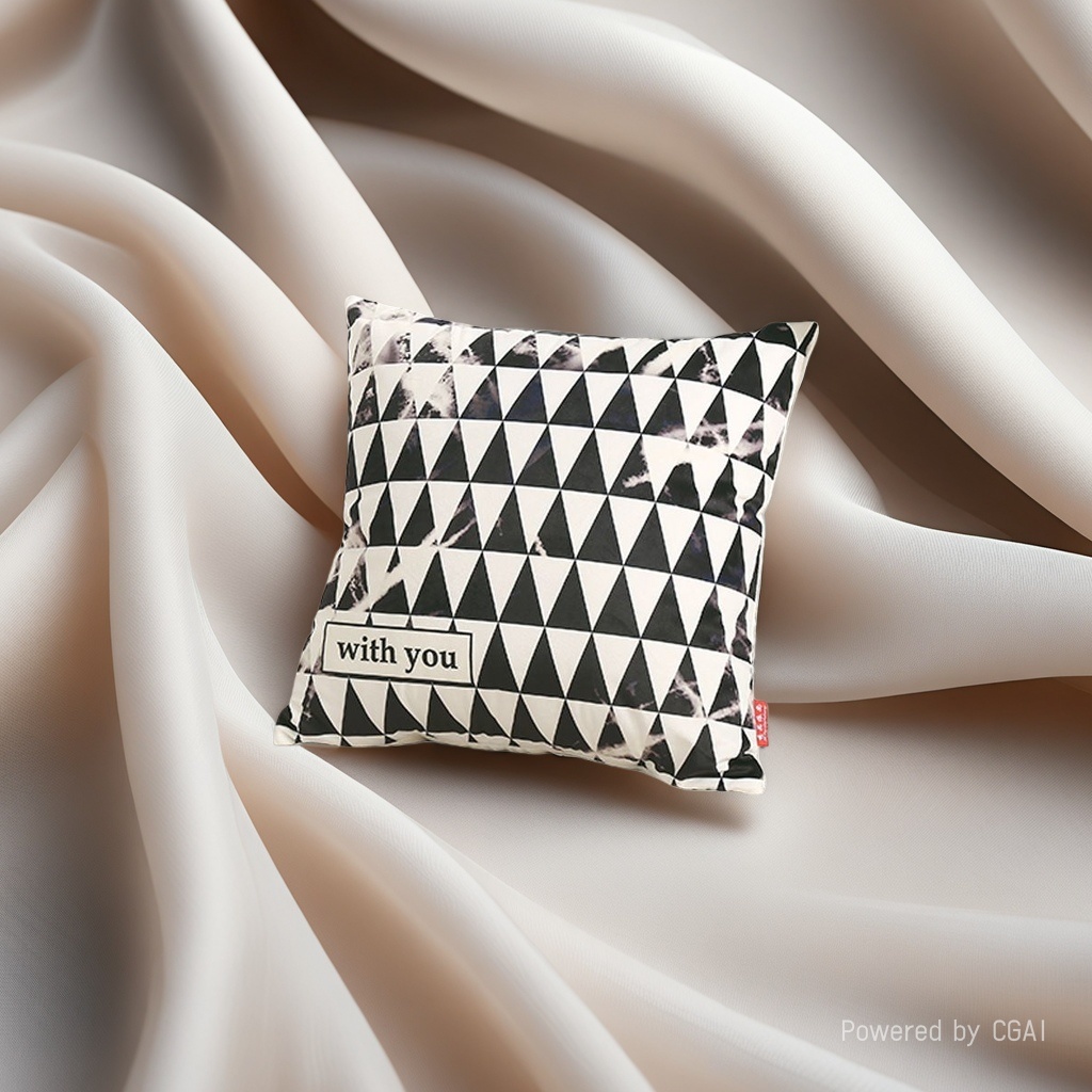 Black and white geometric pattern throw pillow cushion, dual-purpose throw pillow and quilt, solid color cartoon irregular shape customization Specification image