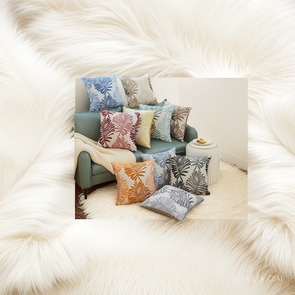 Wedding tropical plant-patterned throw pillows, hairscarves, sofa cushions and home wear matching