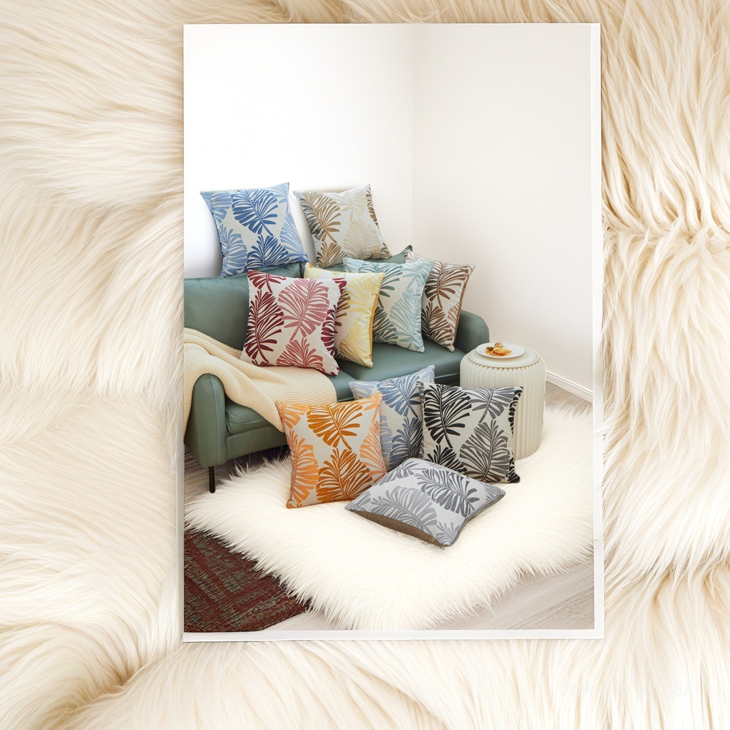 Wedding tropical plant-patterned throw pillows, hairscarves, sofa cushions and home wear matching Specification image