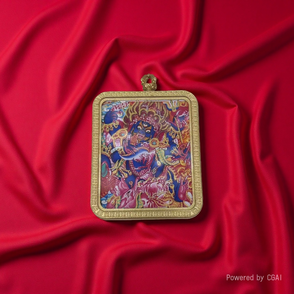 手绘描金唐卡拉萨饰品吊坠大黑天六臂玛哈嘎拉热贡尼泊尔批发