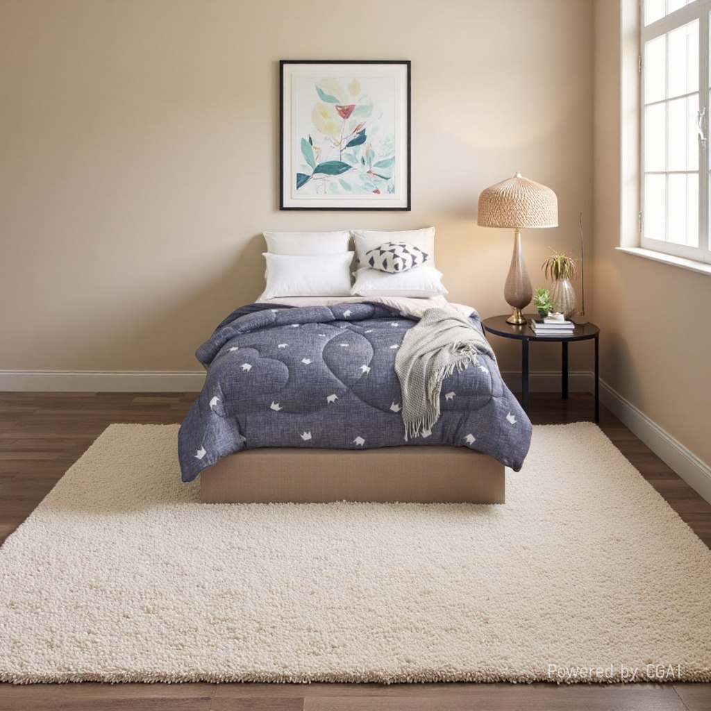 Solid wood bed frame with bed board support and stable bedding set Application Scenario