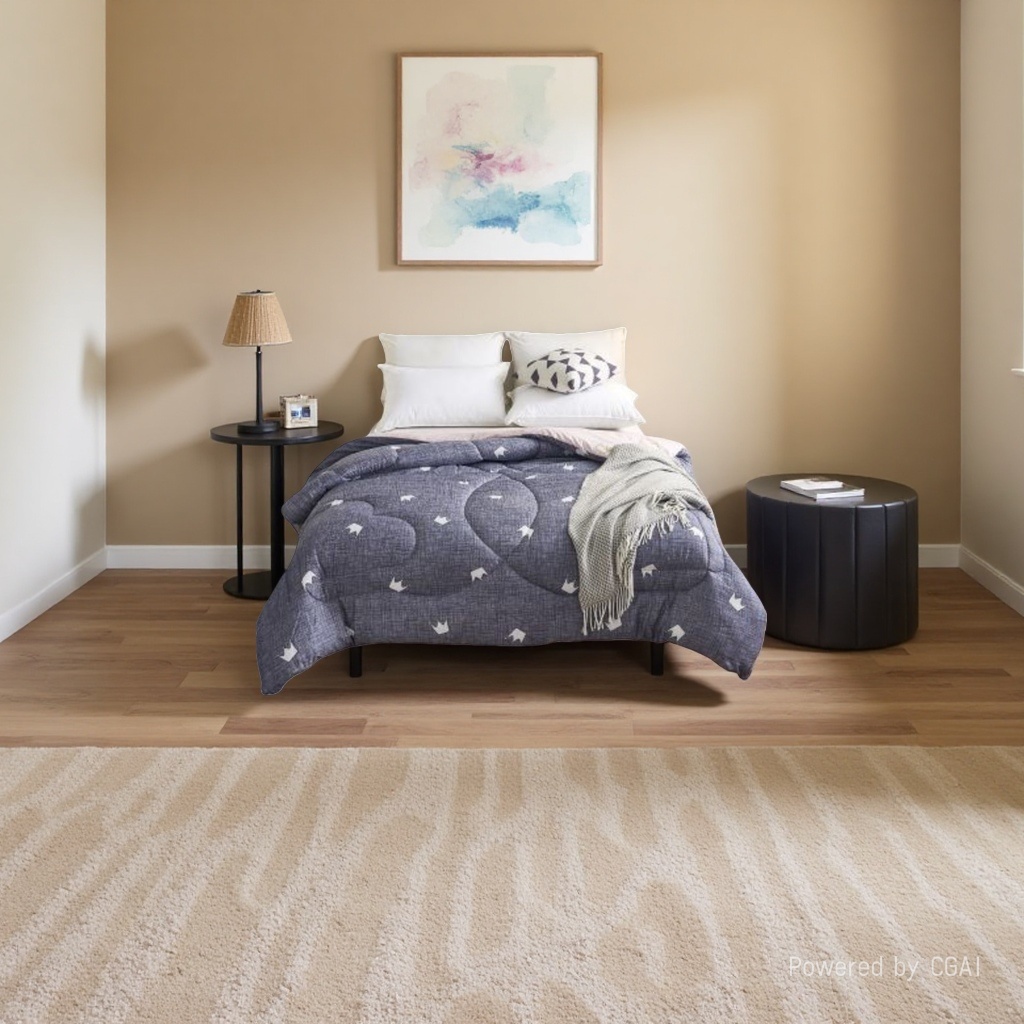 Solid wood bed frame with bed board support and stable bedding set Specification image