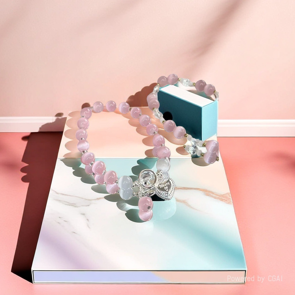 Pink crystal traditional Chinese medicine bracelet, handcrafted cultural play bracelet details Picture