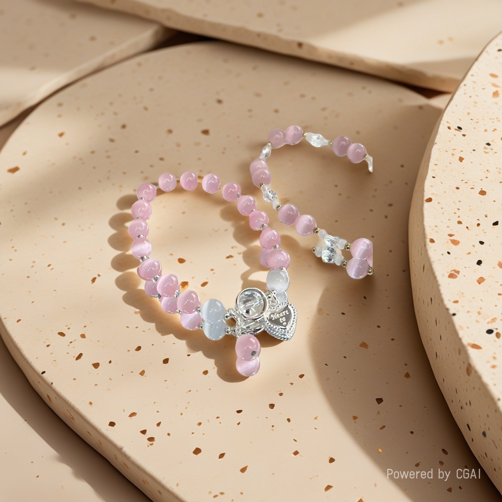 Pink crystal traditional Chinese medicine bracelet, handcrafted cultural play bracelet Specification image