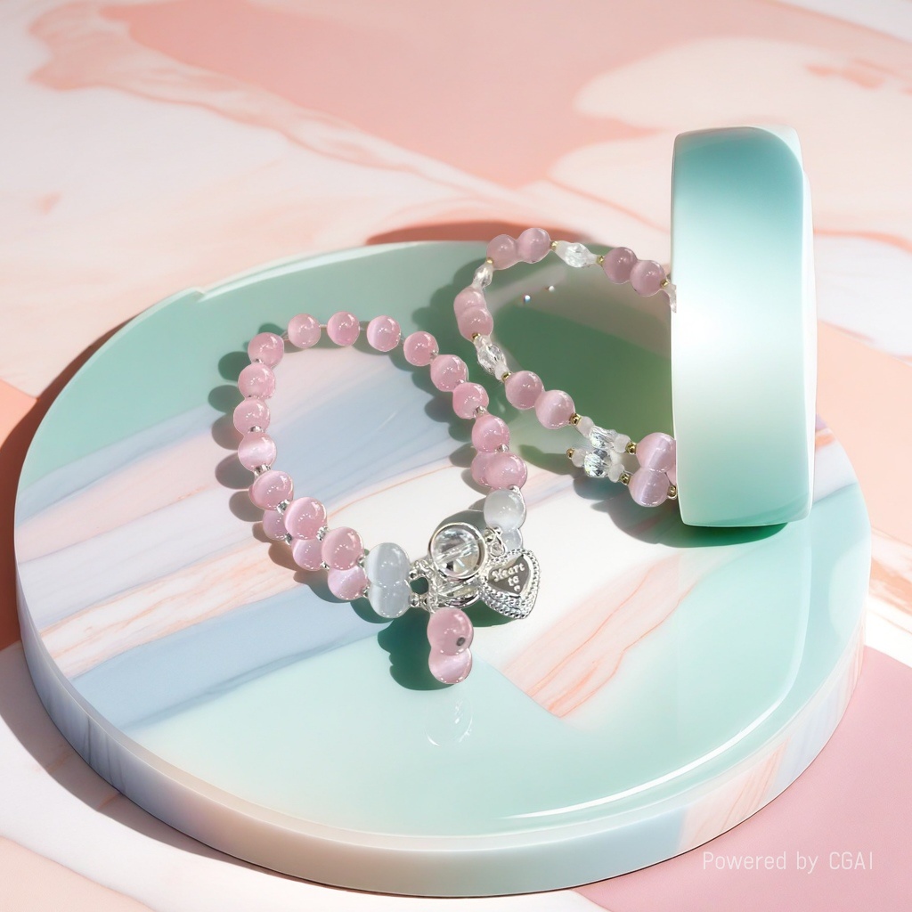 Pink crystal traditional Chinese medicine bracelet, handcrafted cultural play bracelet