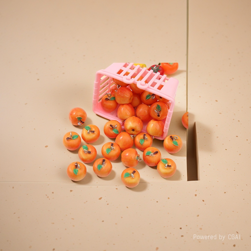 Simulated persimmon fruit resin three-dimensional food and play accessories details Picture