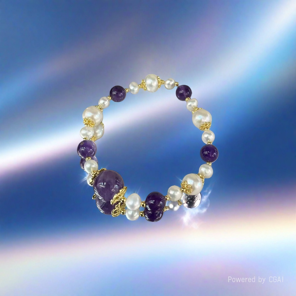 Purple crystal pearl gold bracelet for women, irregular and versatile jewelry Application Scenario