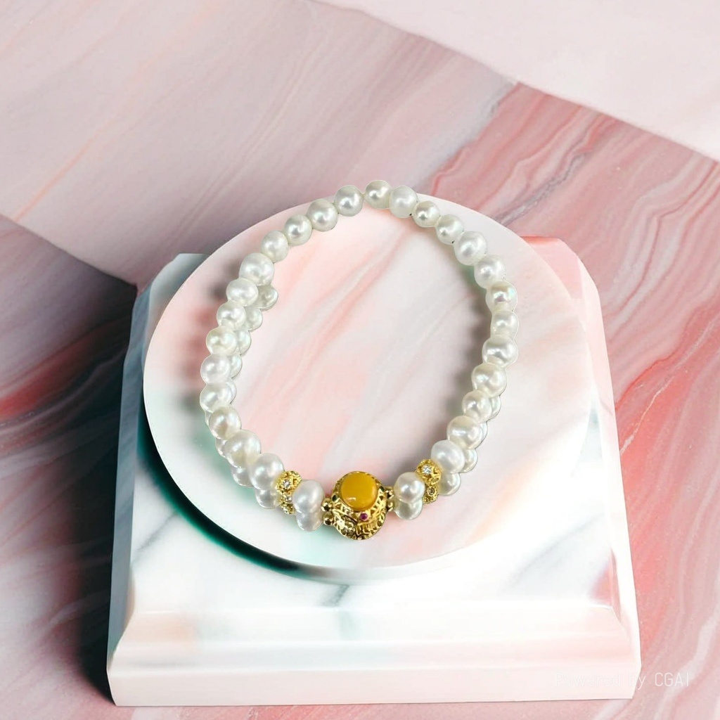 Korean Hwaji Jewelry Baroque natural pearl bracelet bulk pearl grains details Picture