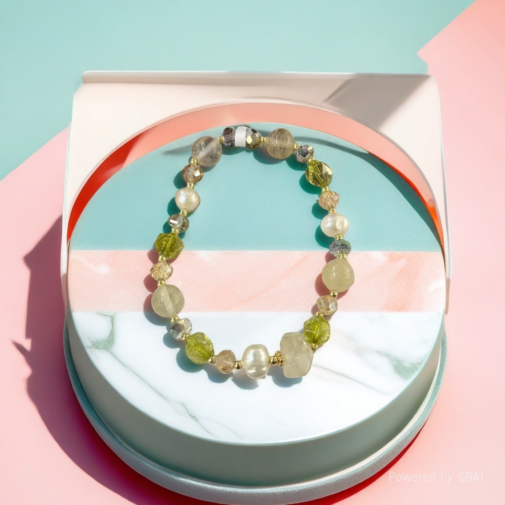 Crystal bracelet and string, a versatile accessory for women. Natural crystal beads, a fashionable layering style details Picture