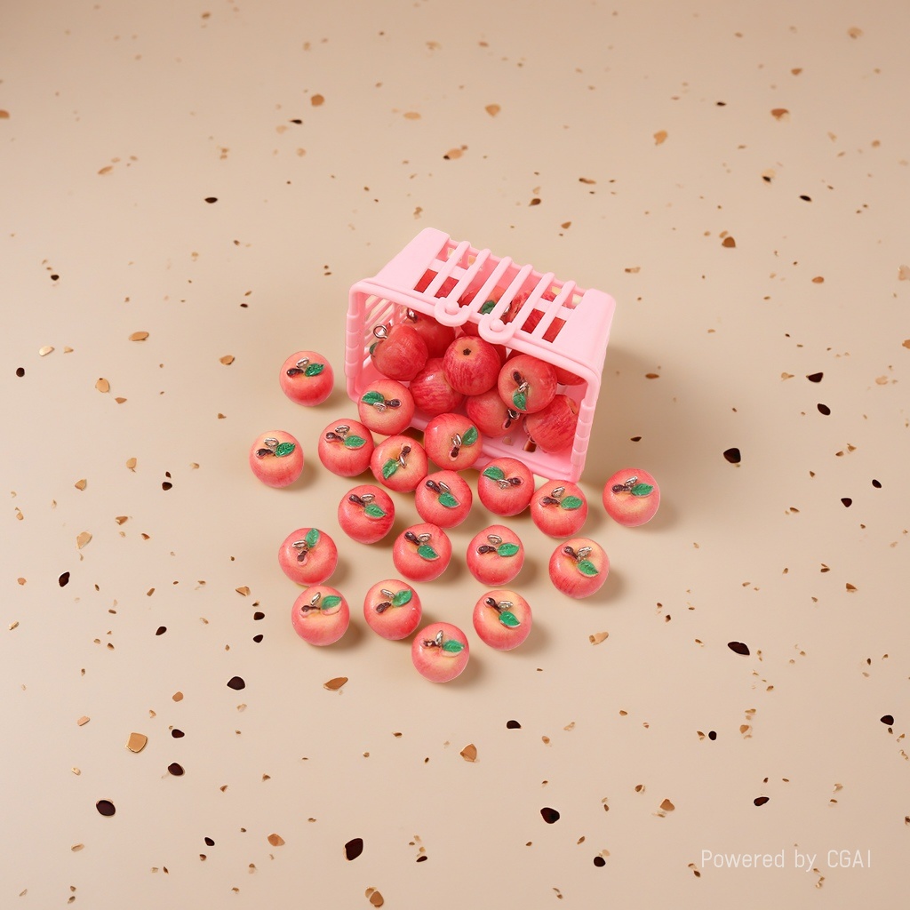 Wholesale of red apple-shaped simulated resin jewelry accessories details Picture