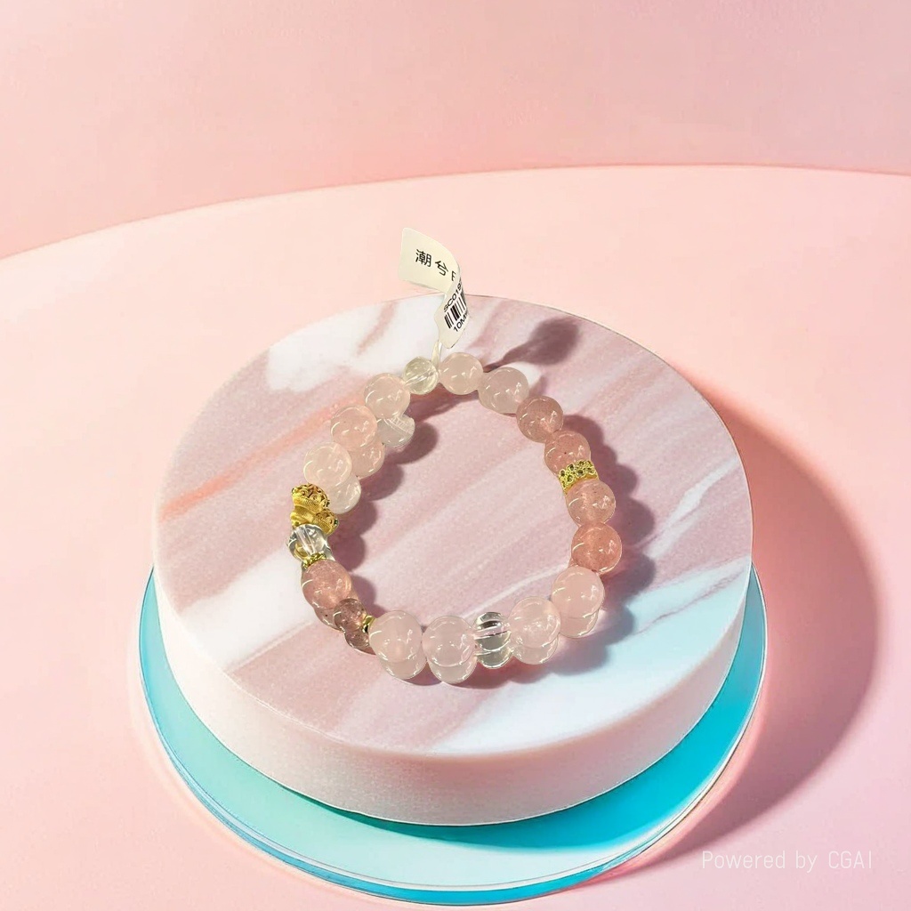 Natural blue crystal pink crystal bead bracelet, crystal bracelet, loose beads 180g details Picture