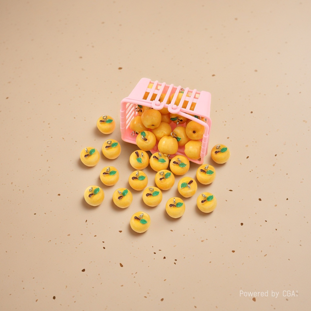 Simulated fruit and vegetable food, fruit-shaped beads, plastic baskets, food and toy accessories, three-dimensional resin parts Specification image