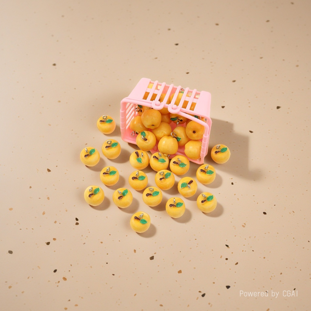 Simulated fruit and vegetable food, fruit-shaped beads, plastic baskets, food and toy accessories, three-dimensional resin parts details Picture