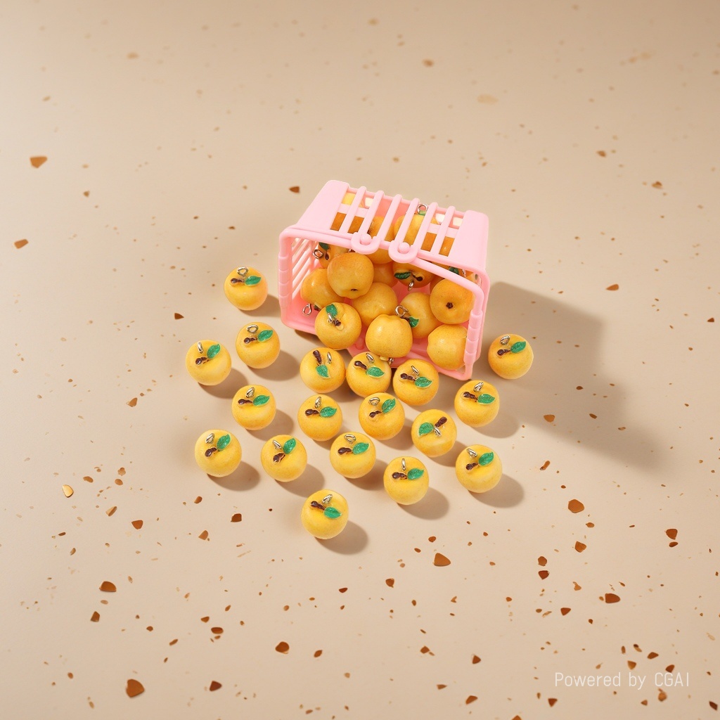 Simulated fruit and vegetable food, fruit-shaped beads, plastic baskets, food and toy accessories, three-dimensional resin parts