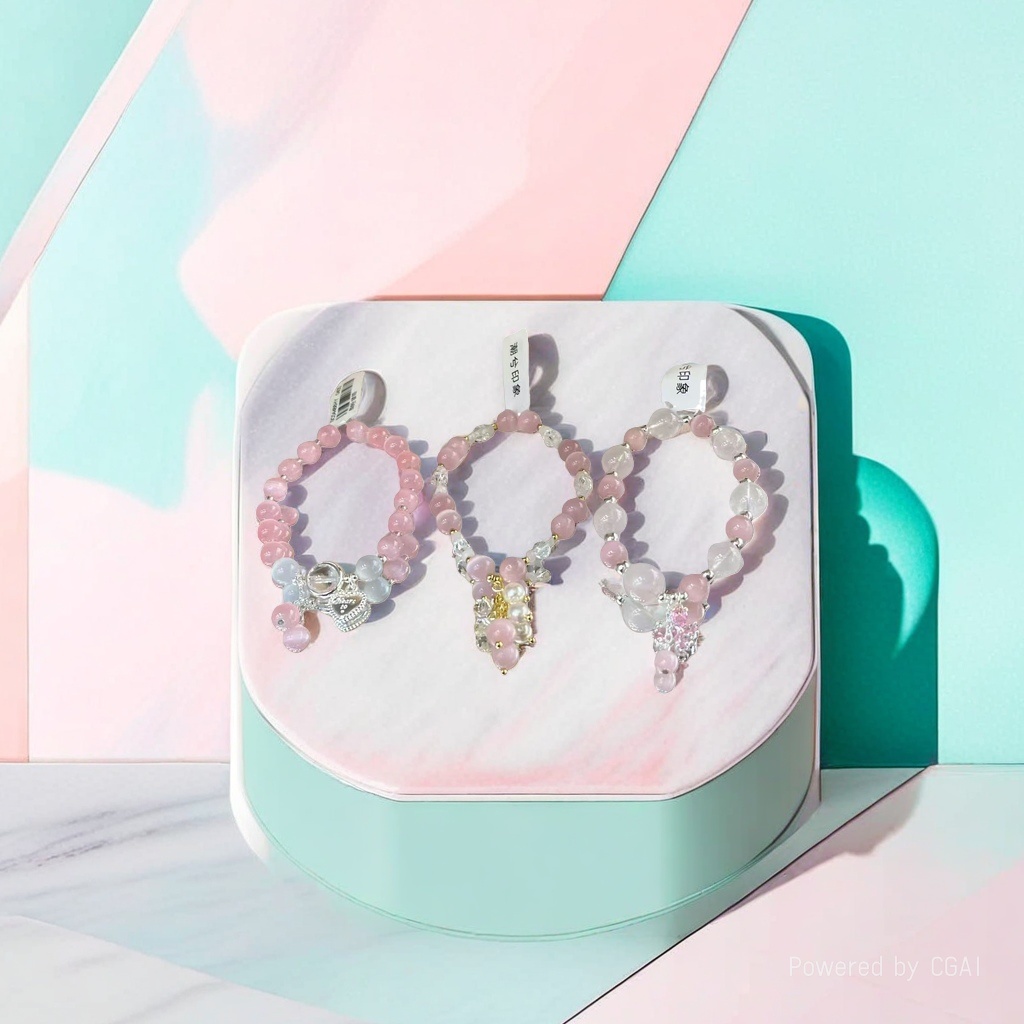 A new style of pink crystal bead bracelet, a fashionable crystal bracelet