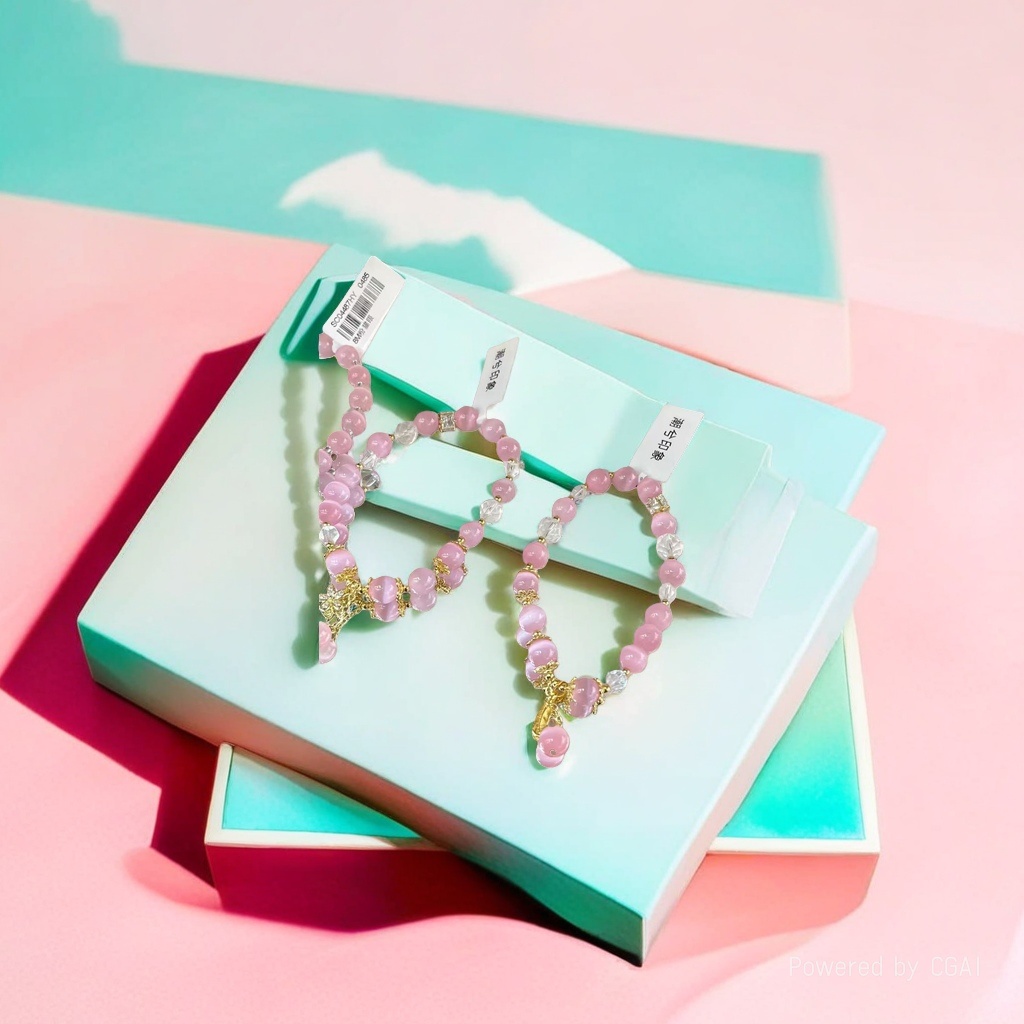 Pink crystal bead bracelet, a versatile and layered fashionable and light luxury crystal bracelet for women details Picture
