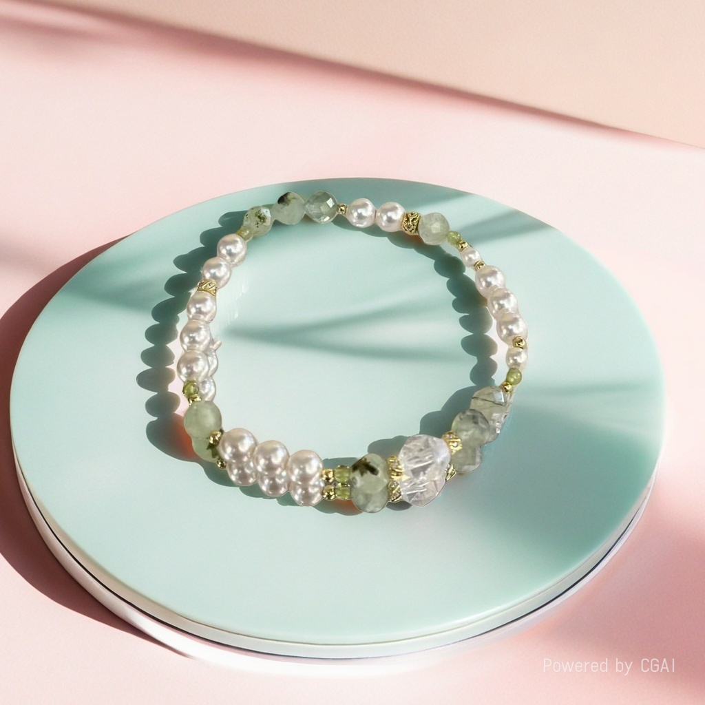 Korean Hwaji jewelry Baroque natural pearl and green stone bracelet bulk goods