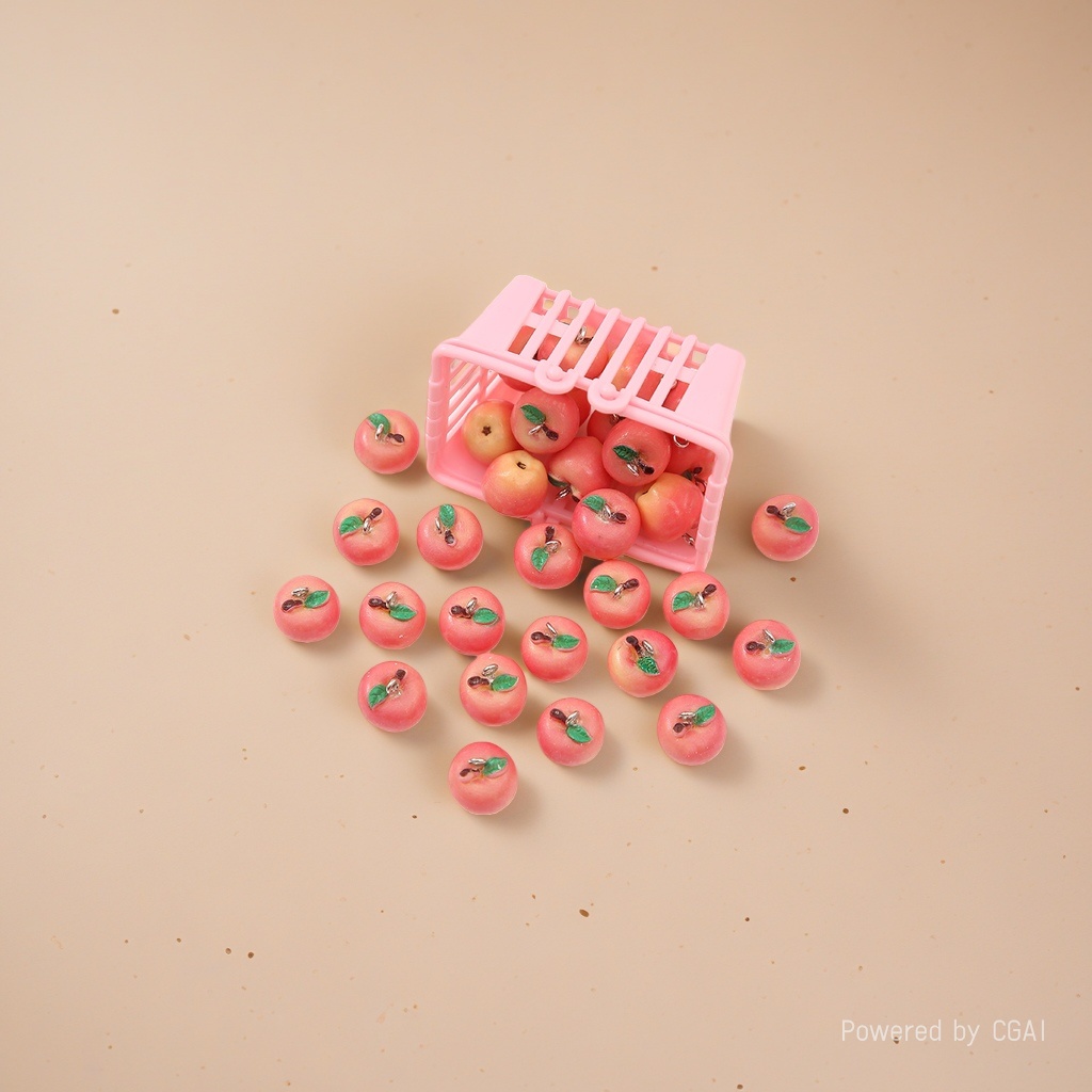 Simulated apple plastic basket food and toy accessories, simulated vegetable, bread and fruit three-dimensional resin accessories Specification image