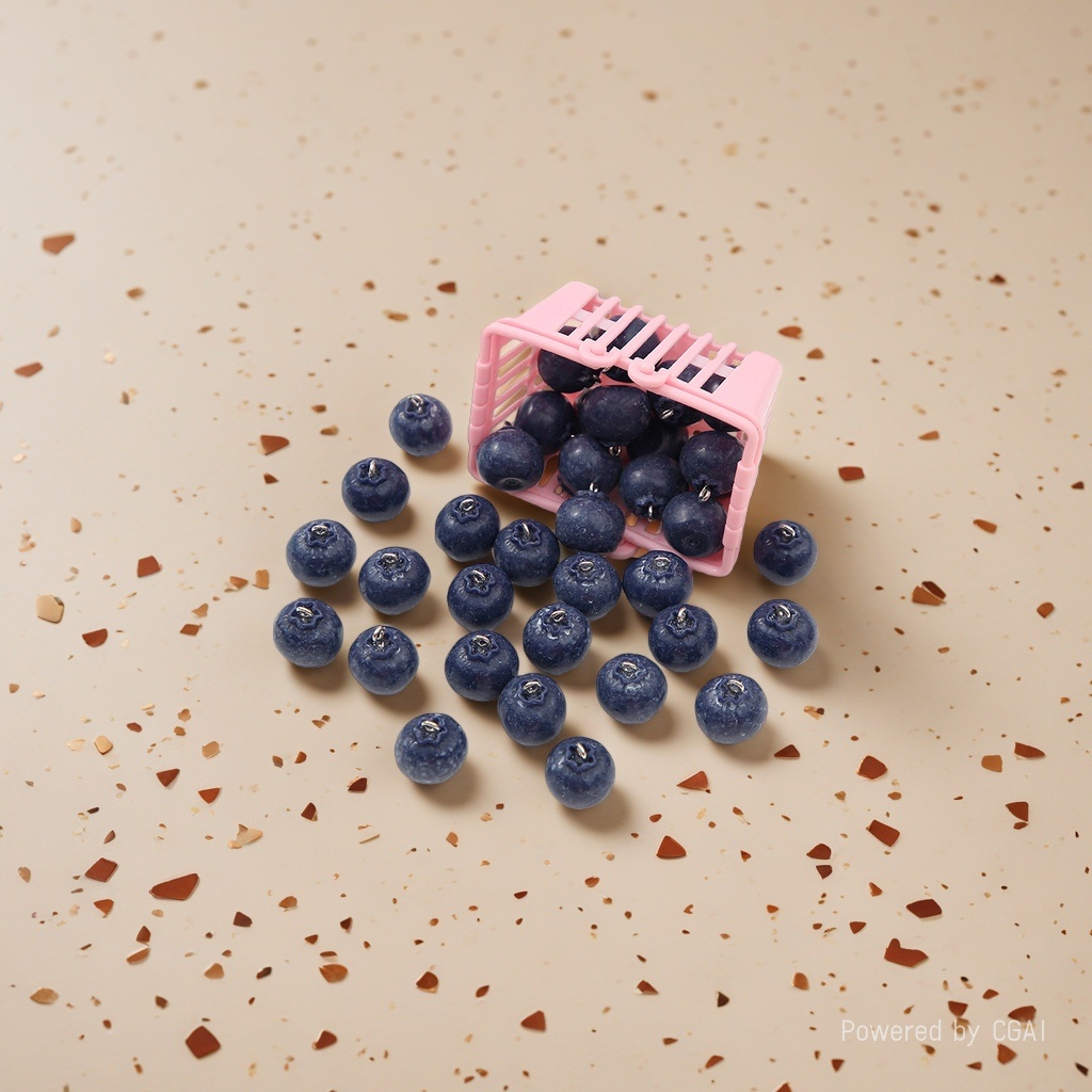 Simulated blueberry plastic basket food and play accessories, simulated vegetable, bread and fruit three-dimensional resin accessories