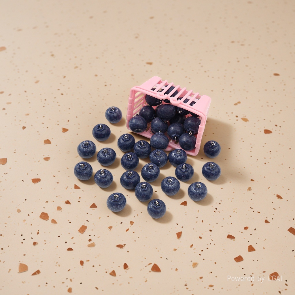 Simulated blueberry plastic basket food and play accessories, simulated vegetable, bread and fruit three-dimensional resin accessories details Picture