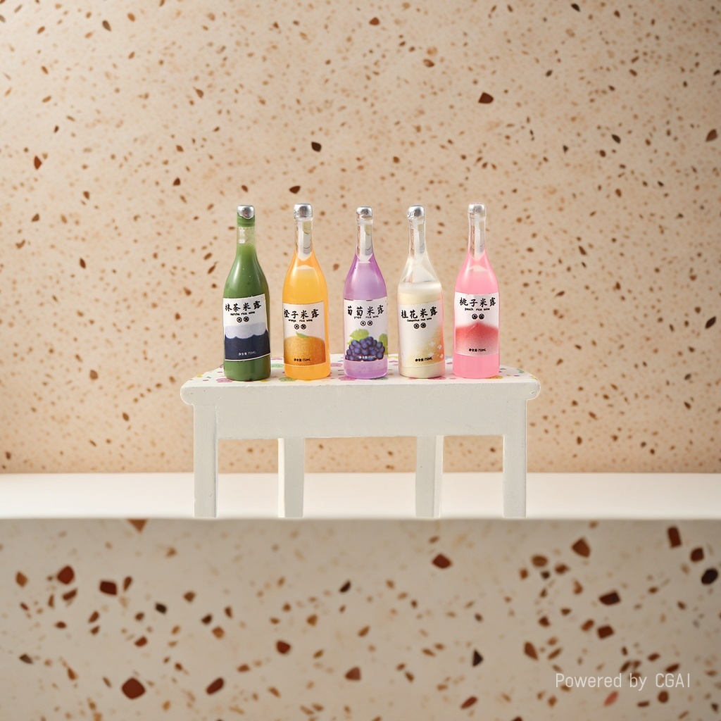Mini glass beverage bottle set, five-color juice bottle resin jewelry accessories Specification image