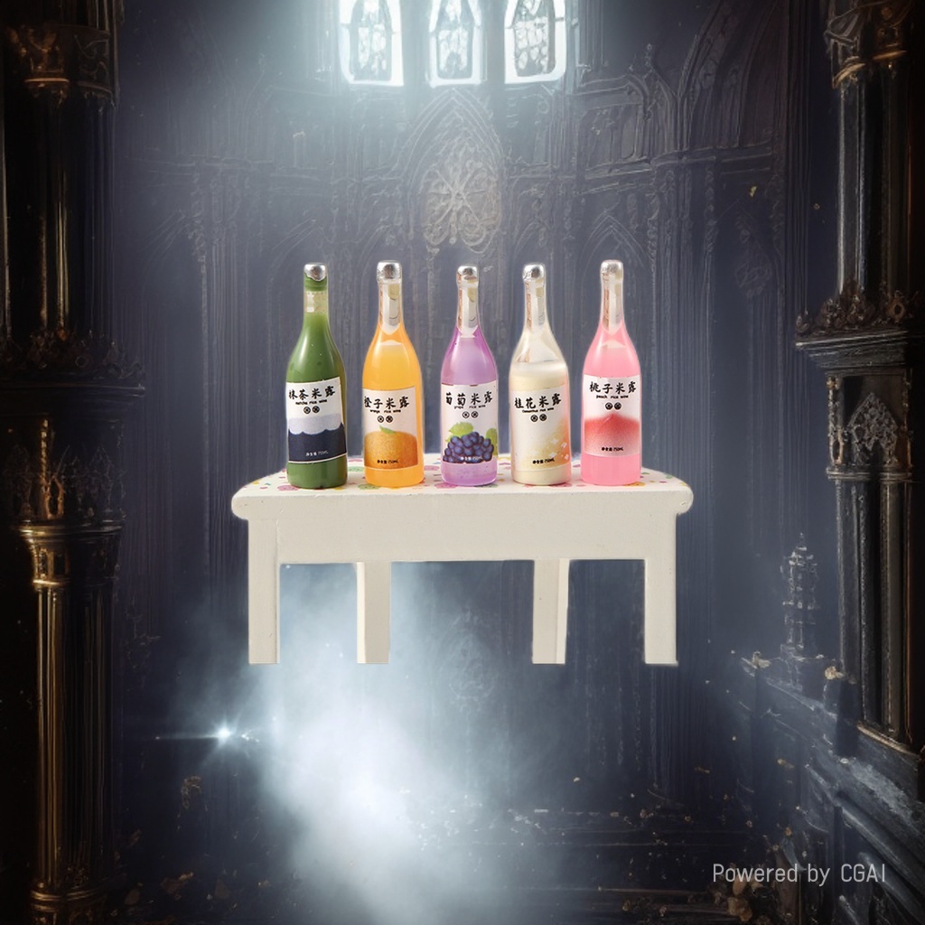 Mini glass beverage bottle set, five-color juice bottle resin jewelry accessories details Picture