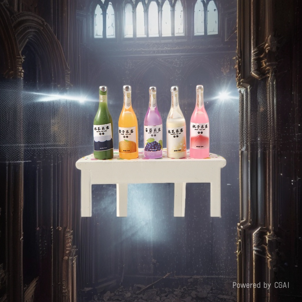 Mini glass beverage bottle set, five-color juice bottle resin jewelry accessories