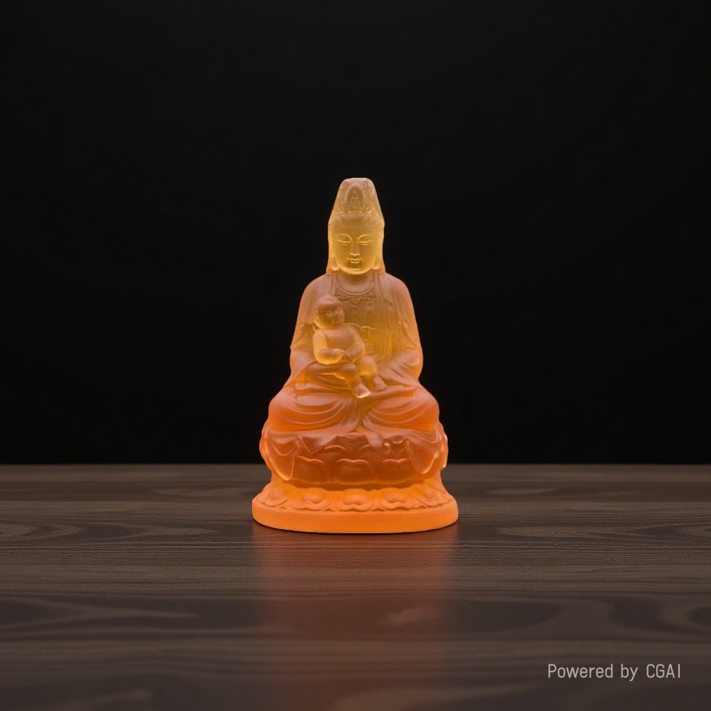 Ancient-style glazed Buddha statue ornaments for the Bodhisattva Guanyin to be offered in home Buddhist halls and temples
