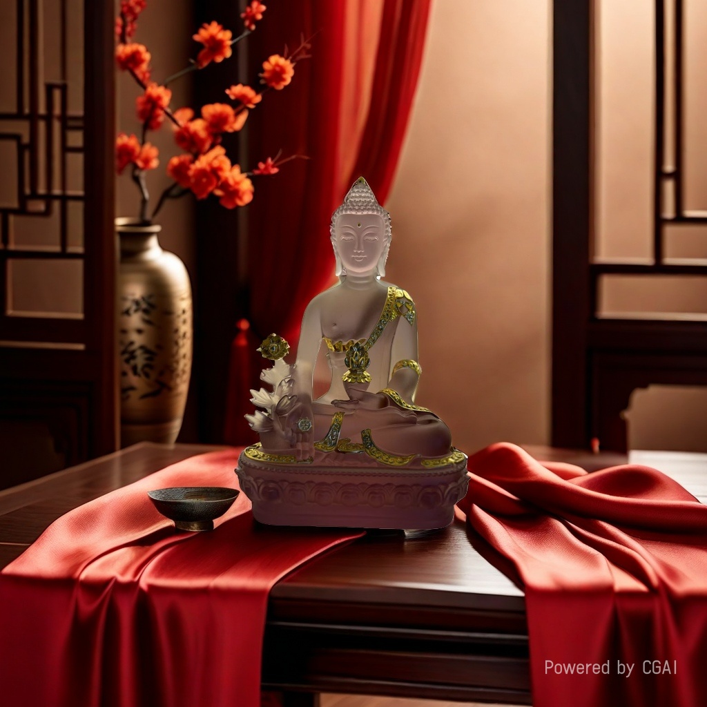 Wholesale of ancient glazed Buddha statues, Vajrayana Medicine Buddha light glazed temple and courtyard home offerings, resin ornaments and deities details Picture